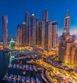 Waterfront skyline, akin to Dubai Marina