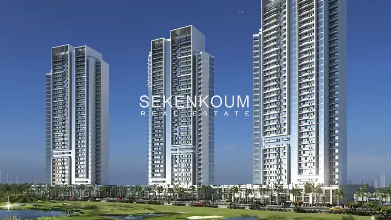 Recently built apartment complex in Damac Hills, Dubai